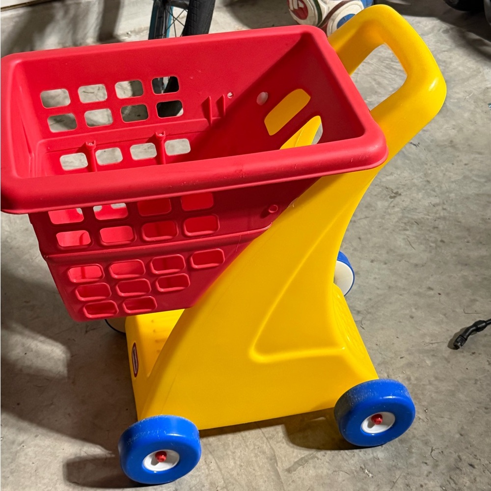 Colorful Red and Yellow Kids Toy Shopping Cart